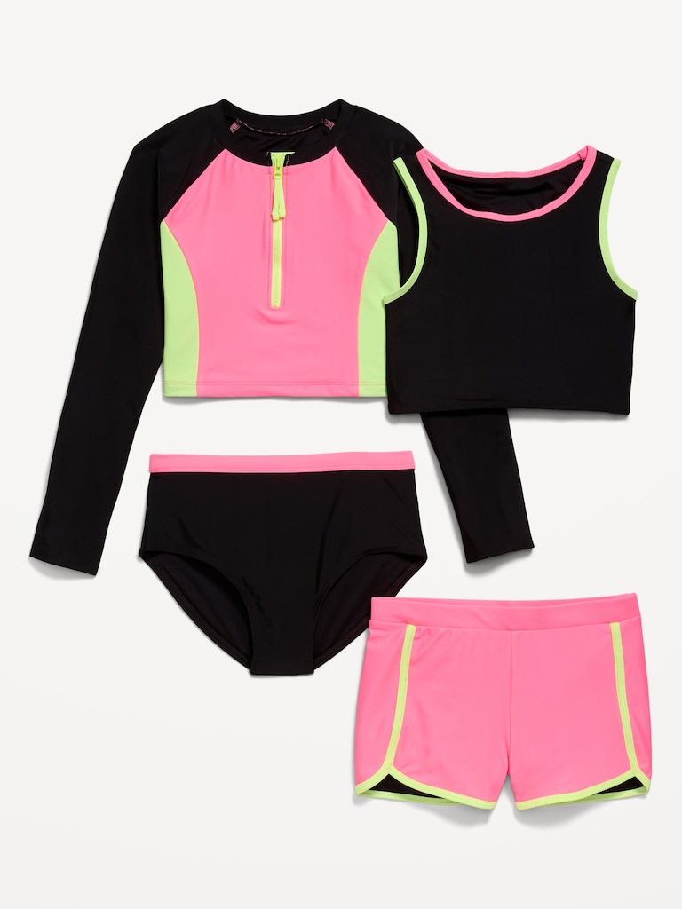 Zip Rashguard Swim 4-Piece for Girls