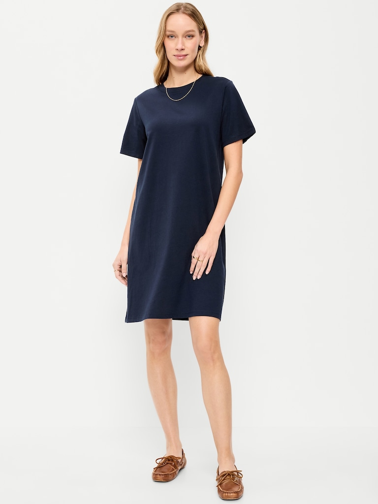 Vintage Crew-Neck Mini T-Shirt Dress