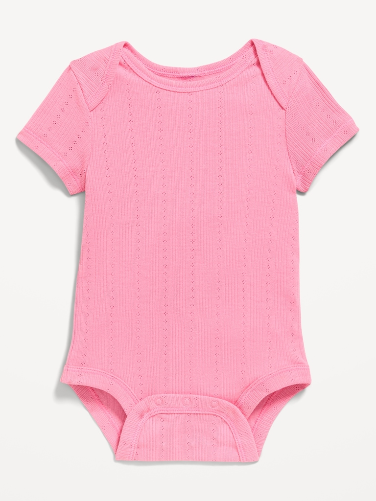 Short-Sleeve Pointelle-Knit Bodysuit for Baby