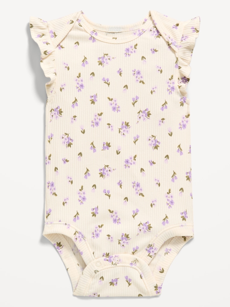 Short-Sleeve Ruffle-Trim Ribbed Bodysuit for Baby