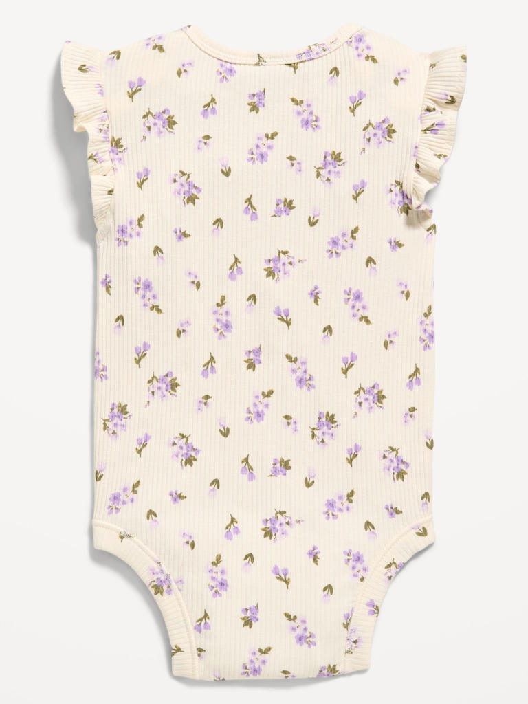 Short-Sleeve Ruffle-Trim Ribbed Bodysuit for Baby