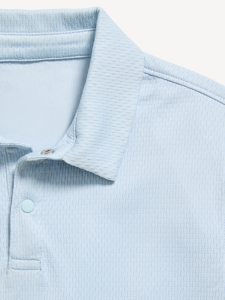 Short-Sleeve Textured Mesh Polo Shirt for Boys