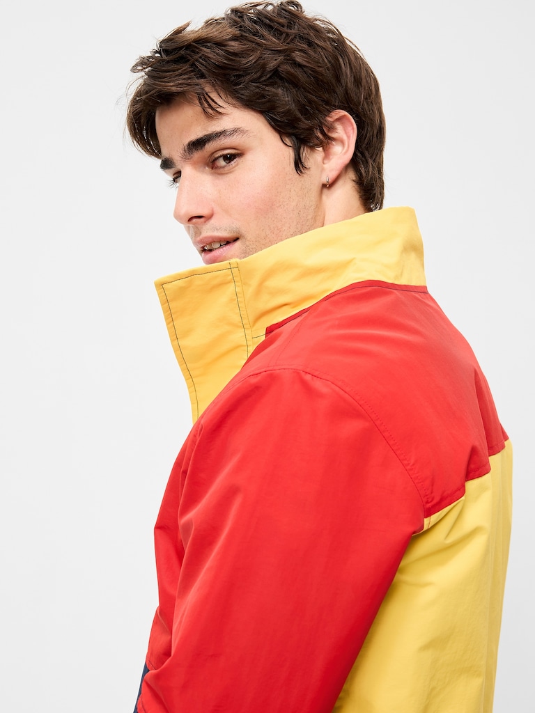 Water-Resistant Relaxed Color-Block Jacket