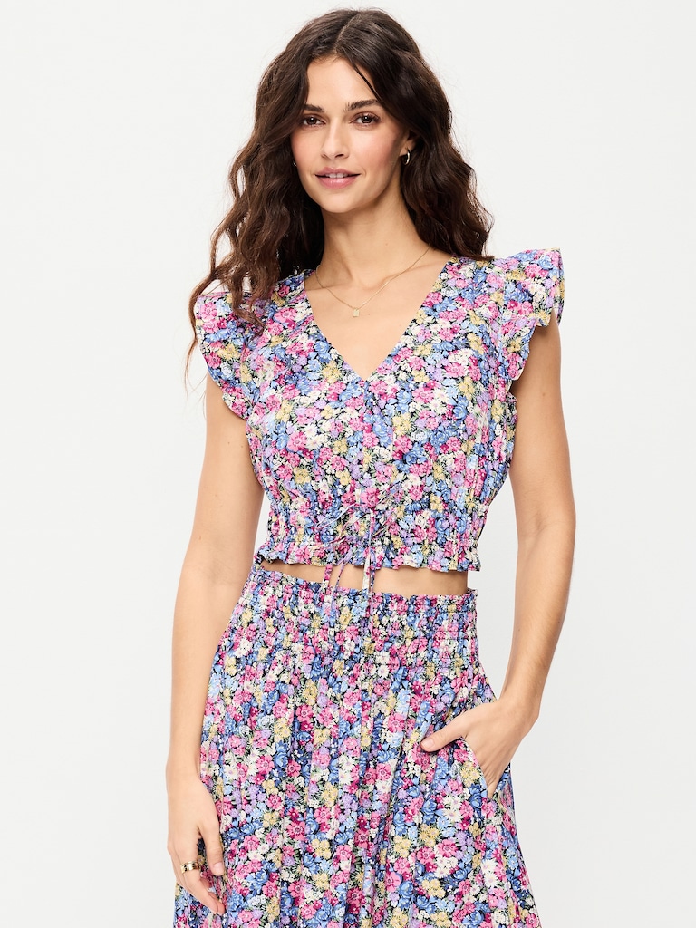 Flutter-Sleeve Poplin Top