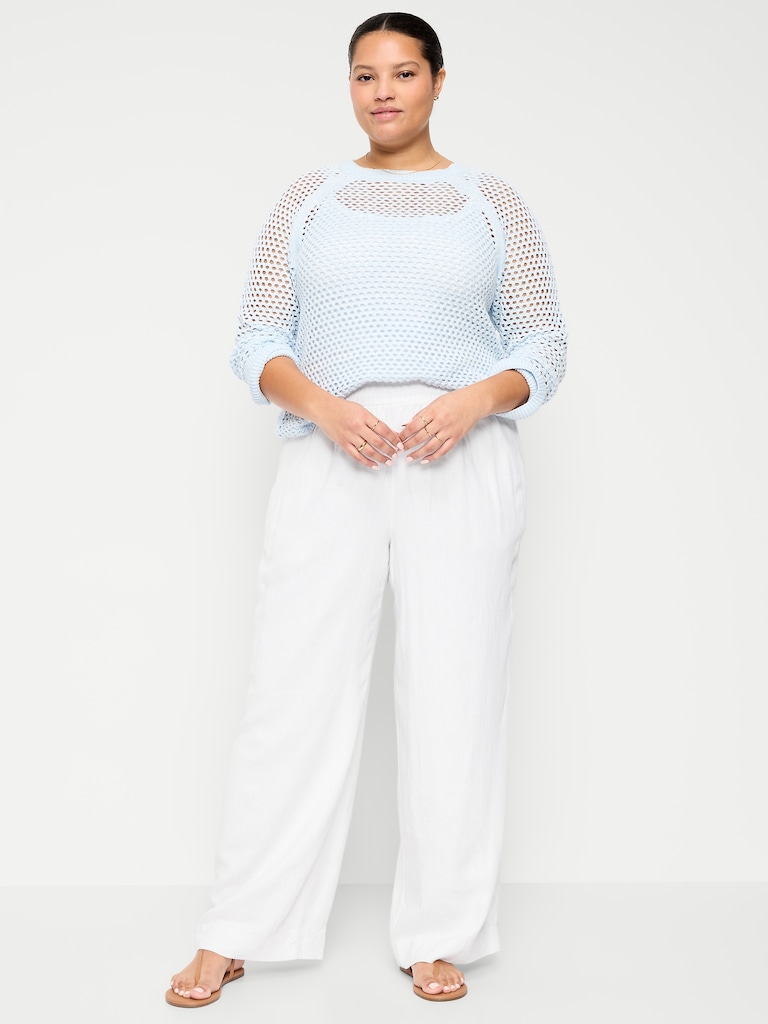 High-Waisted Linen-Blend Wide-Leg Pants