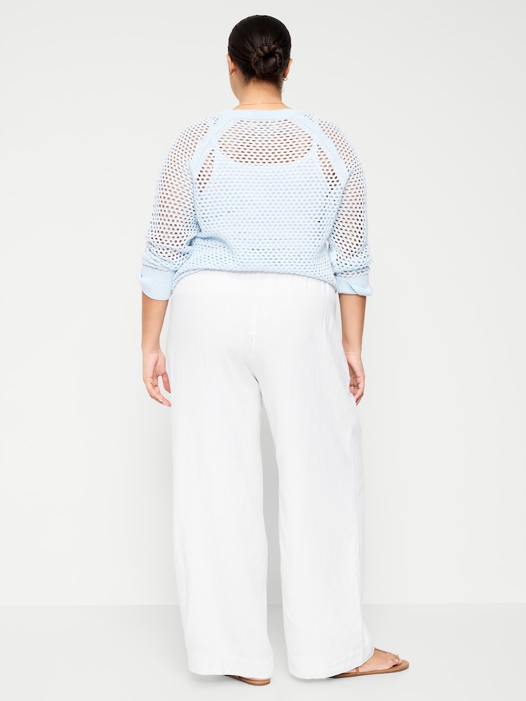 High-Waisted Linen-Blend Wide-Leg Pants