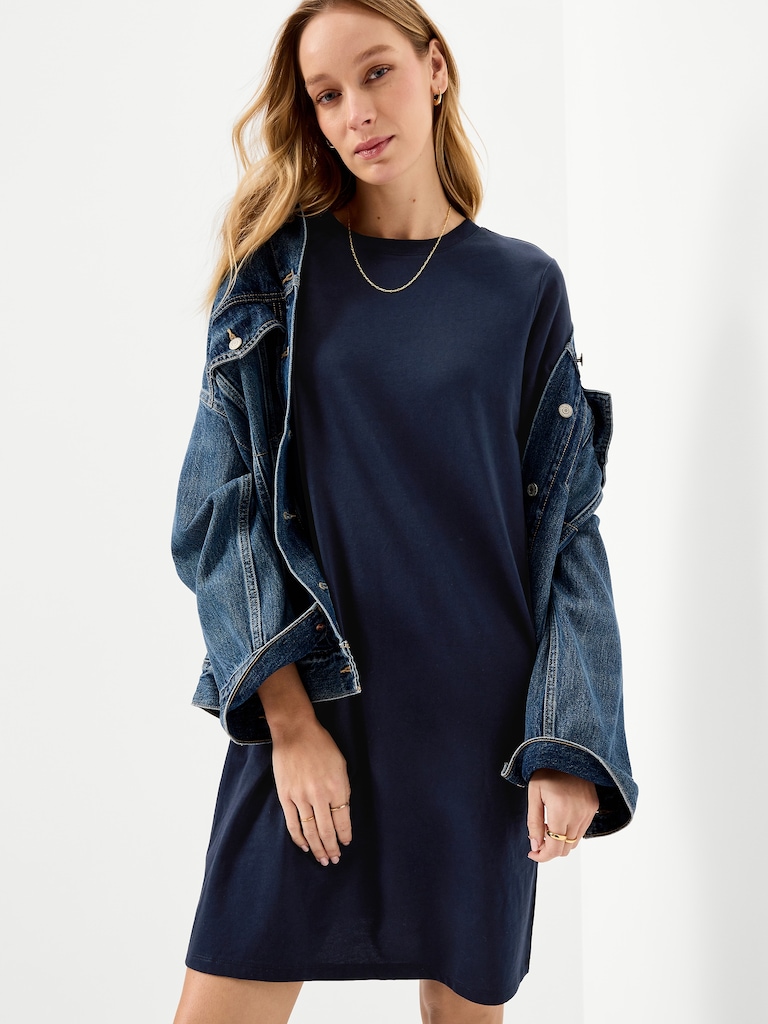 Vintage Crew-Neck Mini T-Shirt Dress