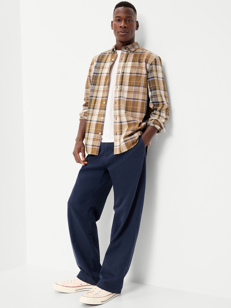 Classic Fit Everyday Plaid Poplin Shirt