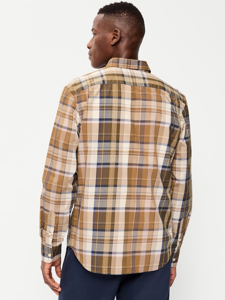 Classic Fit Everyday Plaid Poplin Shirt
