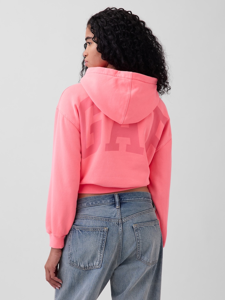 VintageSoft Oversized Crop Logo Hoodie