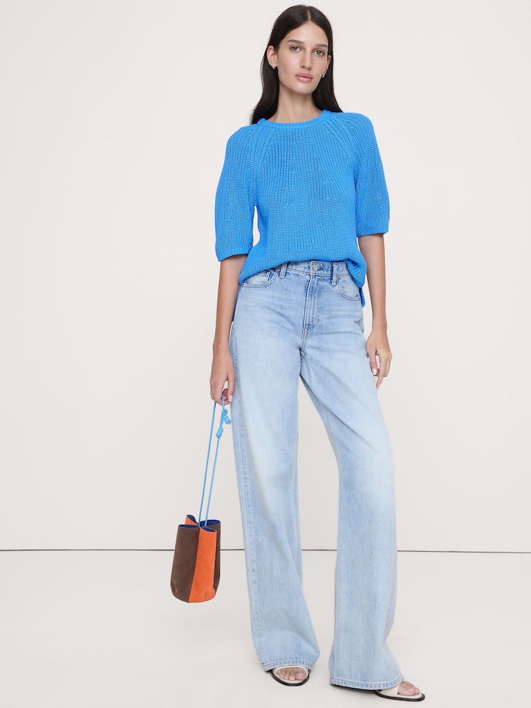 Cotton Puff-Sleeve Sweater