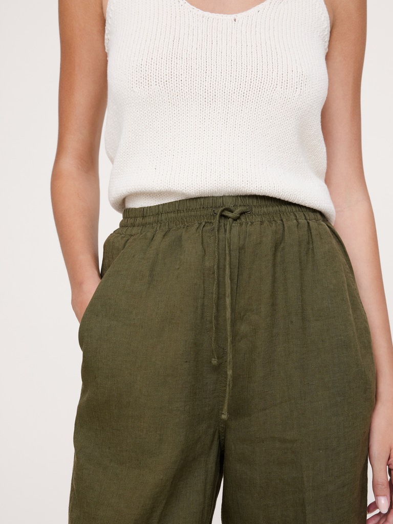 The Getaway Straight-Leg Pull-On Pant in Linen