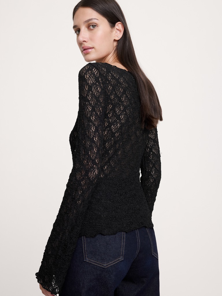 Lace Flare-Sleeve Top