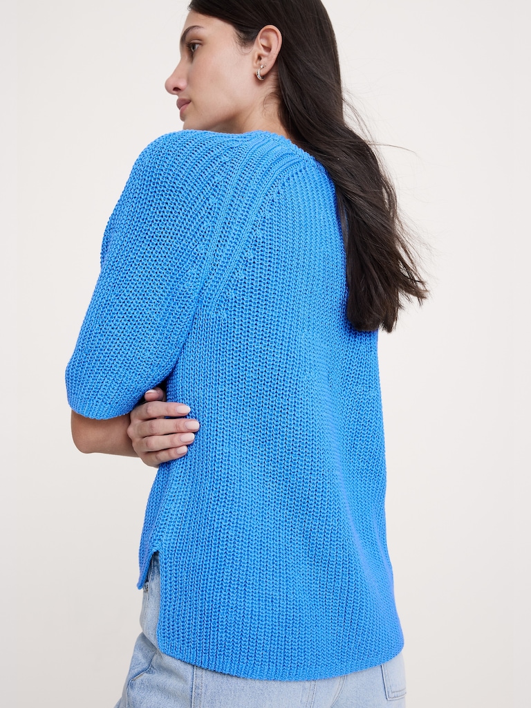 Cotton Puff-Sleeve Sweater