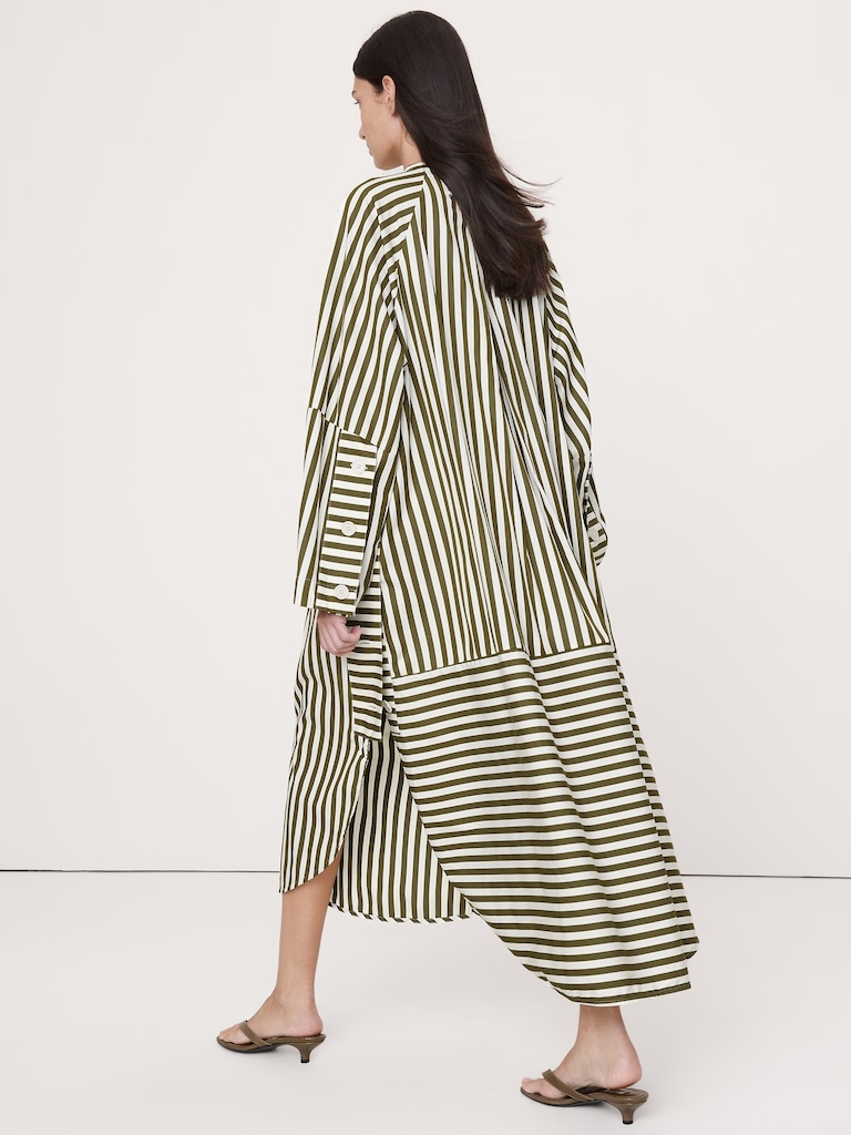 Cotton Poplin Big-Button Shirt Dress