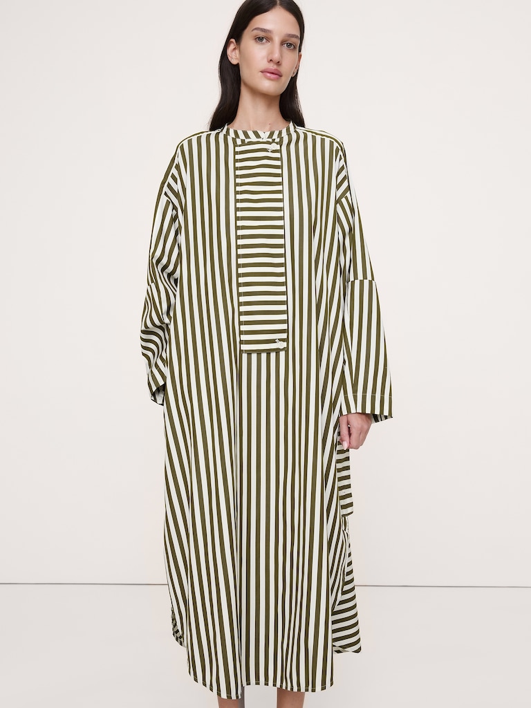 Cotton Poplin Big-Button Shirt Dress