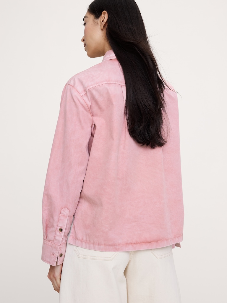 Oversized Cotton Twill Popover Shirt
