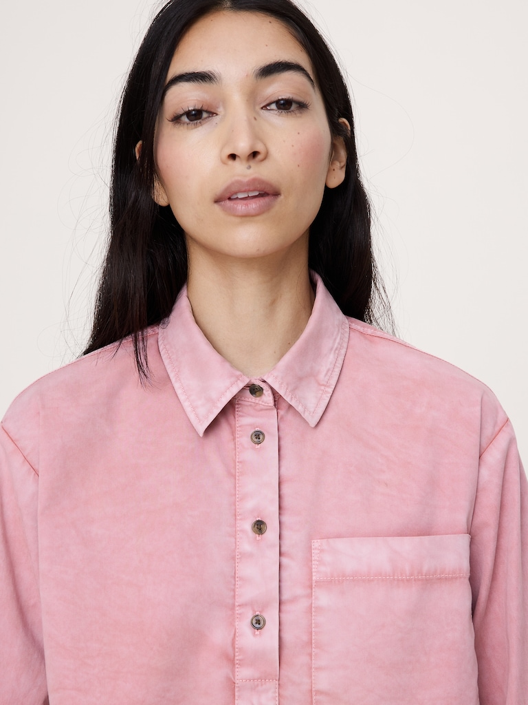 Oversized Cotton Twill Popover Shirt
