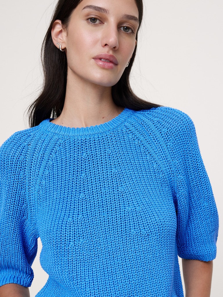 Cotton Puff-Sleeve Sweater