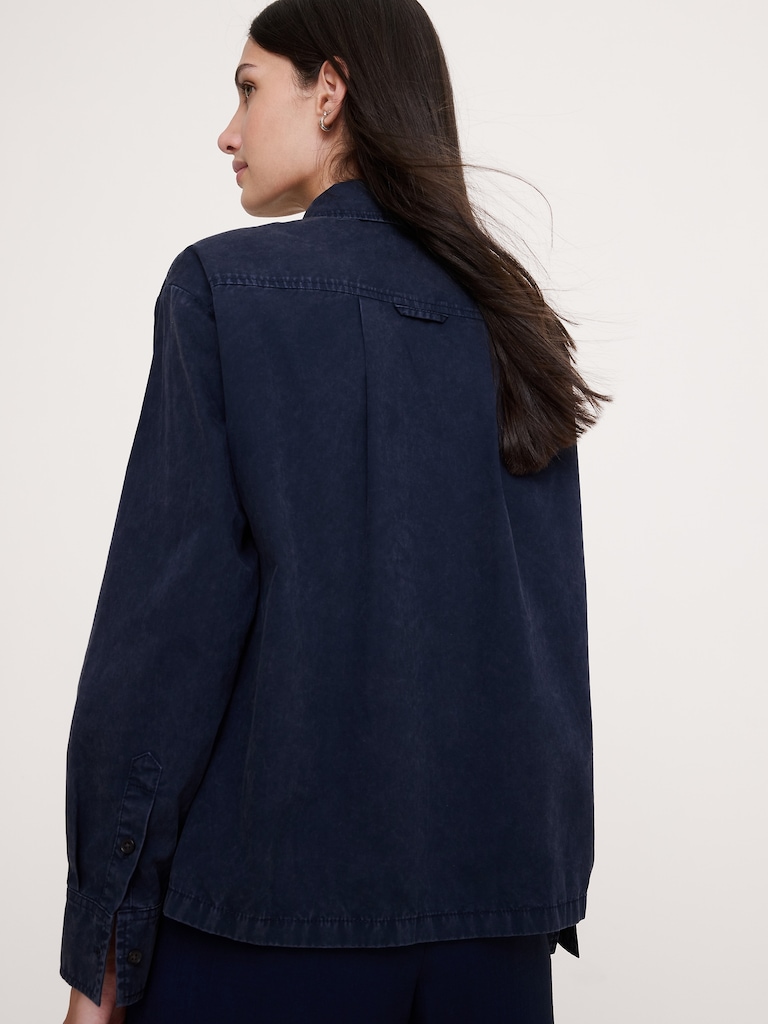 Oversized Cotton Twill Popover Shirt