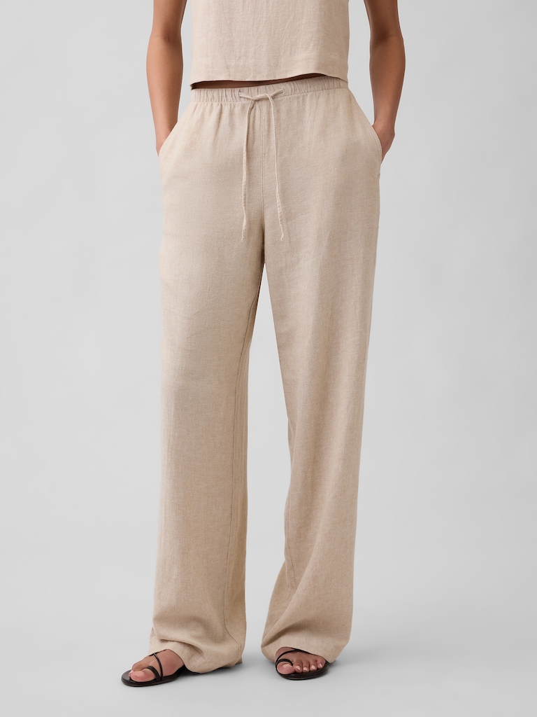 Relaxed Linen-Blend Wide-Leg Pants