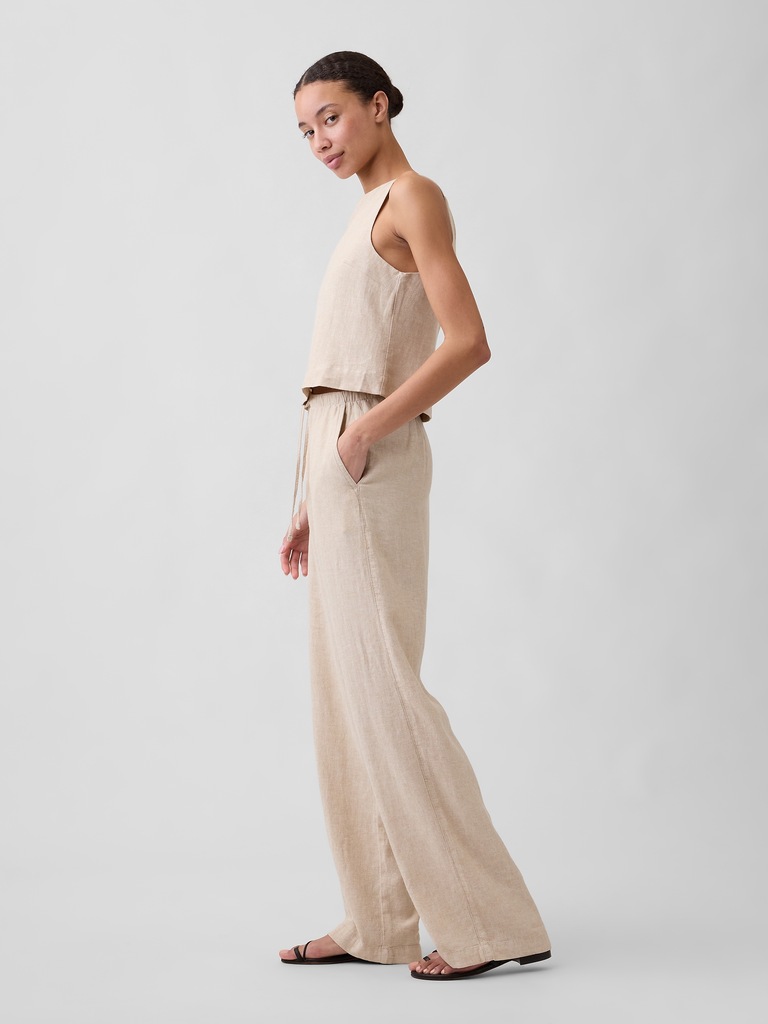 Relaxed Linen-Blend Wide-Leg Pants