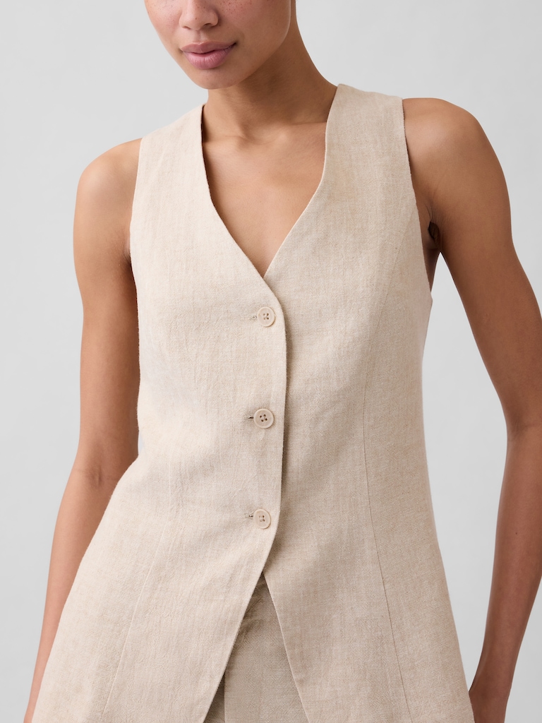 Longline Linen-Blend Vest