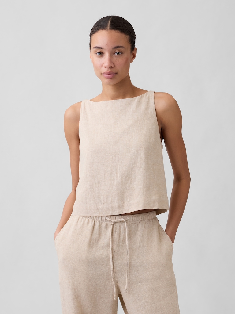 Linen-Blend Apron Top