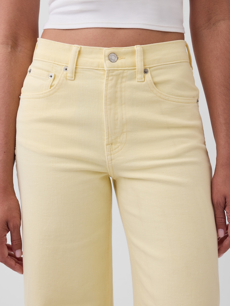 High Rise Stride Wide-Leg Ankle Jeans