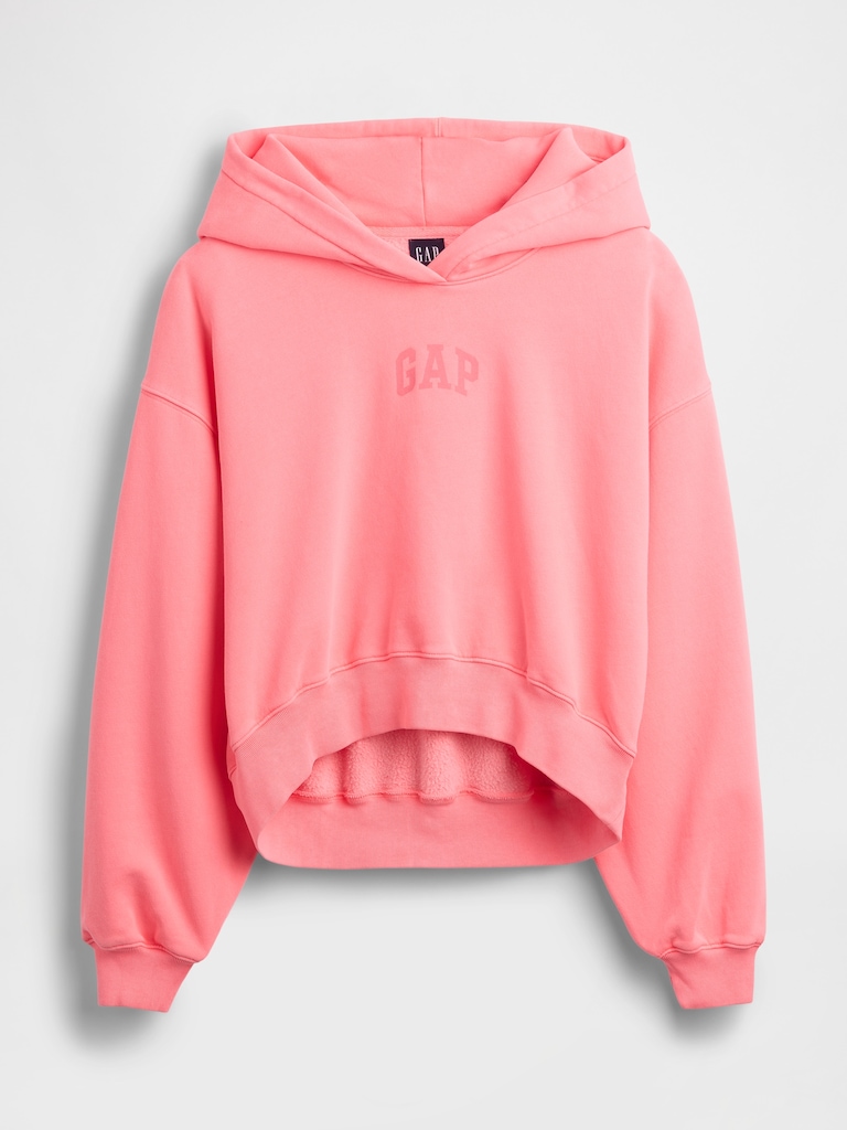 VintageSoft Oversized Crop Logo Hoodie