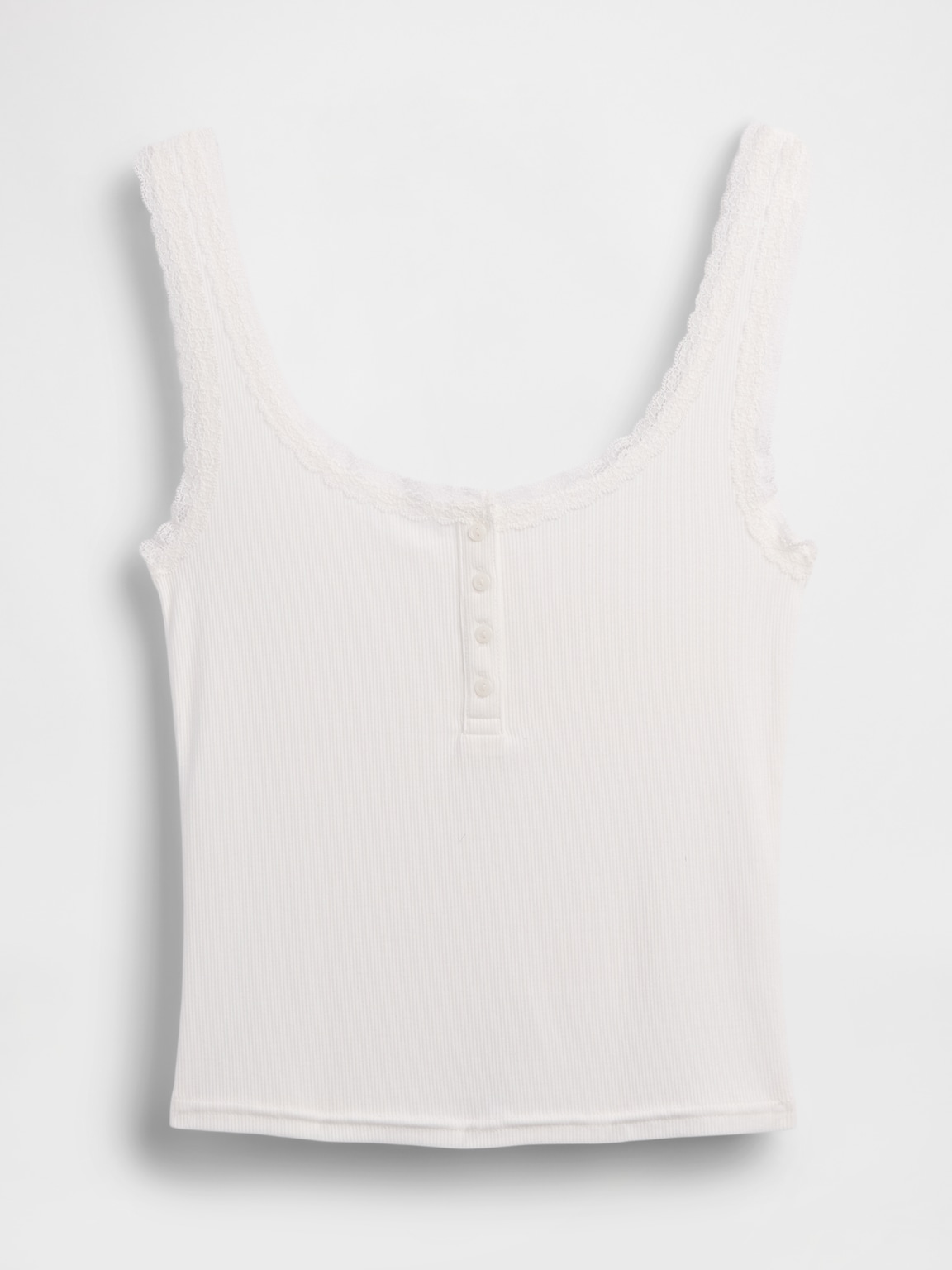 Mini Rib Lace Henley PJ Tank Top