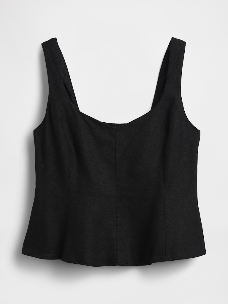 Linen-Blend Peplum Top