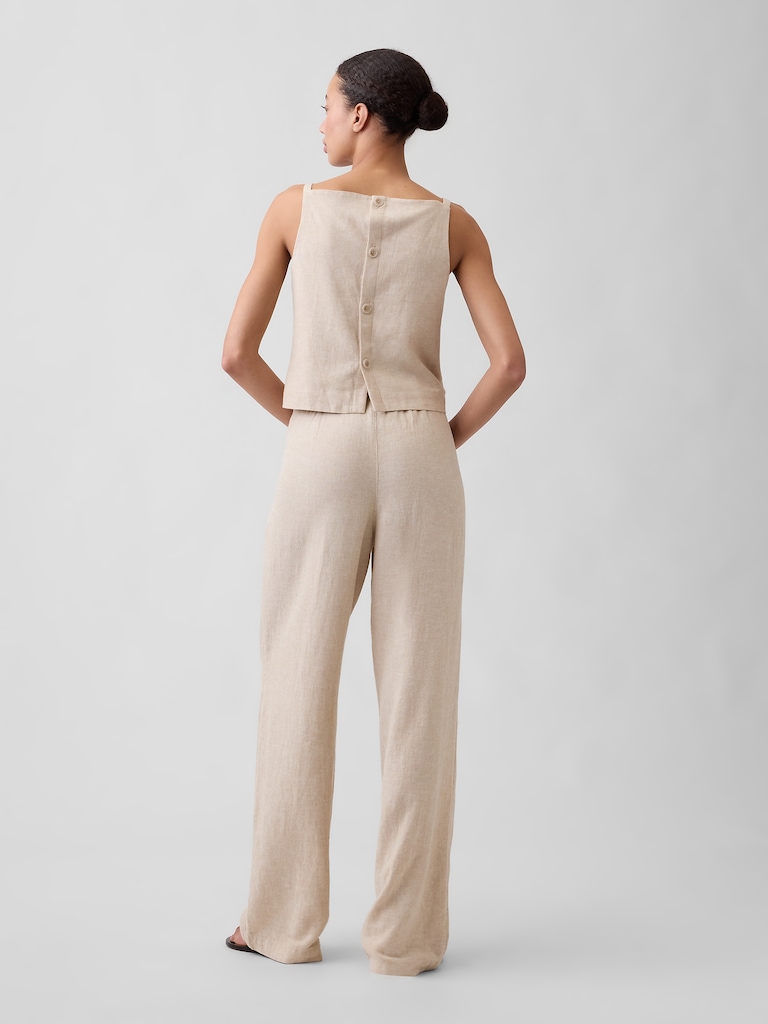 Relaxed Linen-Blend Wide-Leg Pants