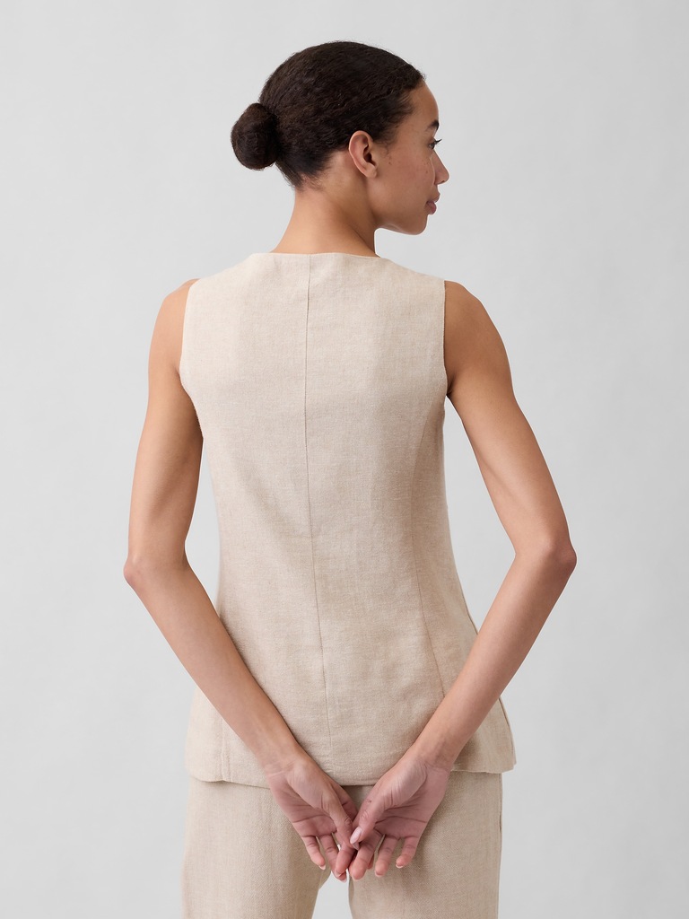 Longline Linen-Blend Vest