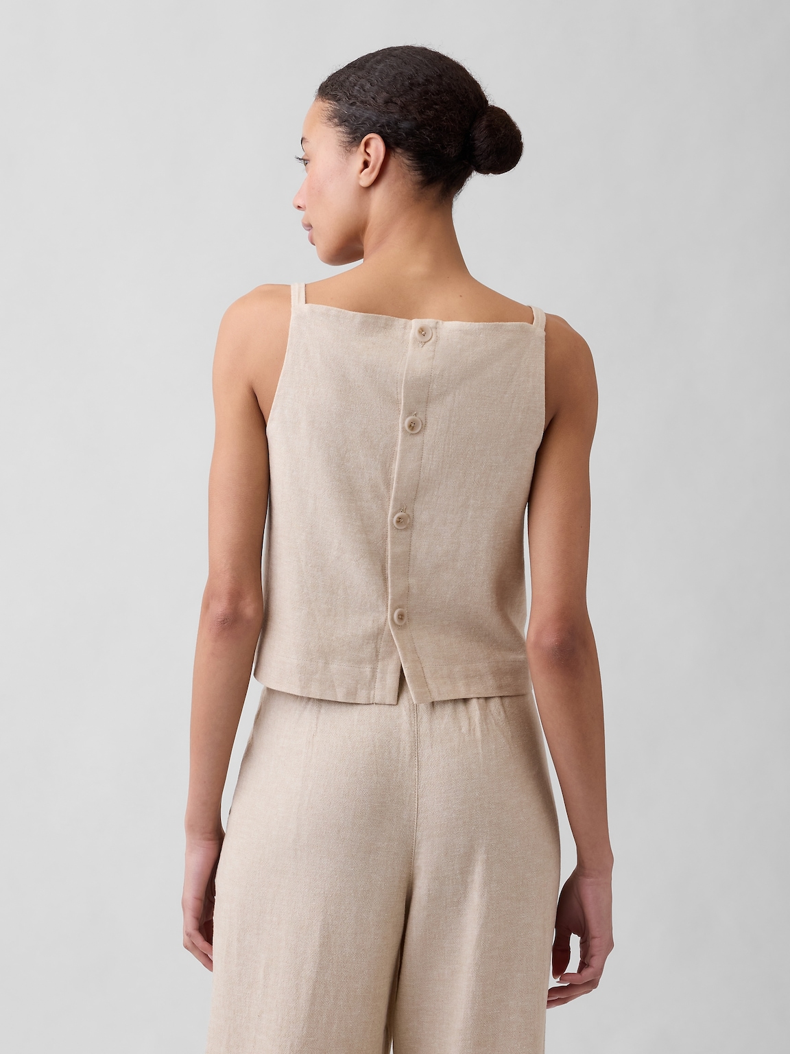 Linen-Blend Apron Top