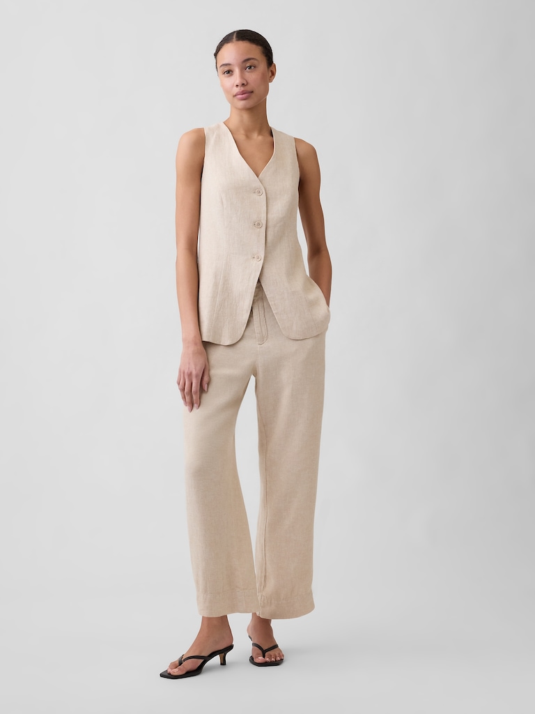 Longline Linen-Blend Vest