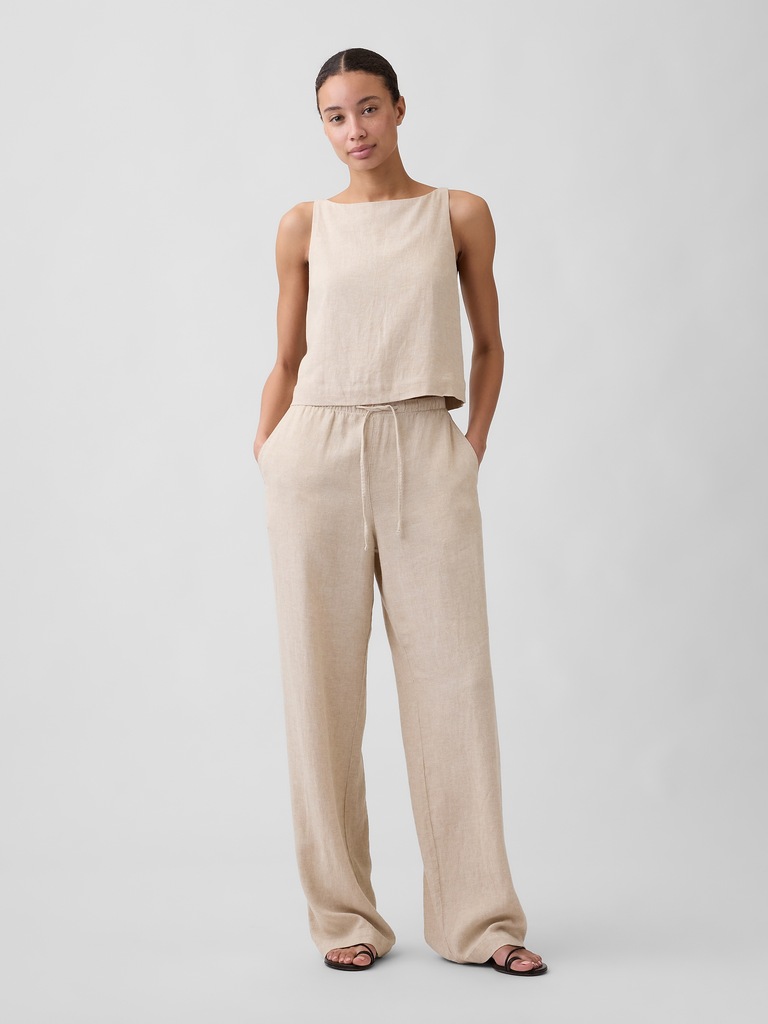 Linen-Blend Apron Top