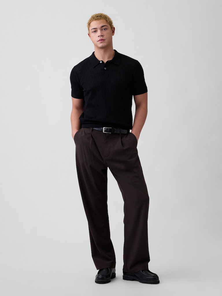 Crochet Sweater Polo Shirt