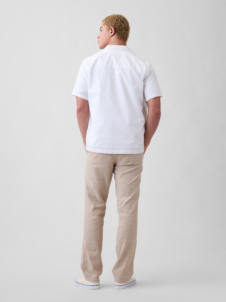 Straight Linen-Blend Pants