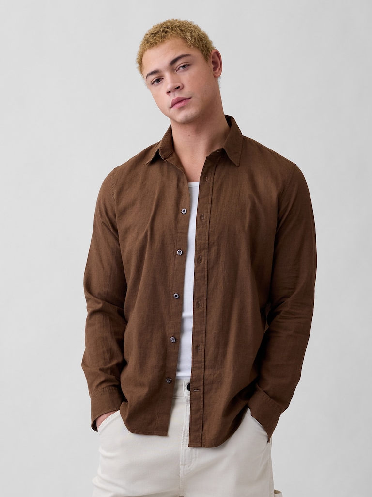 Linen-Blend Shirt in Standard Fit