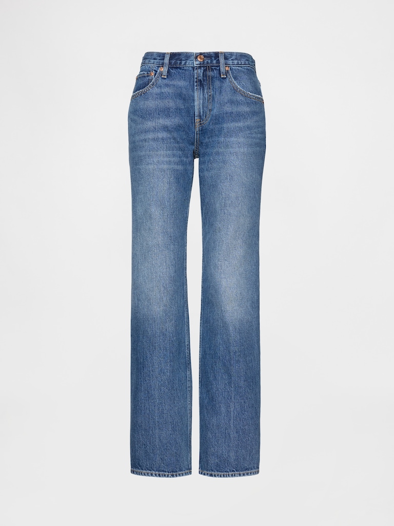 Mid Rise Rigid Relaxed Straight Jeans