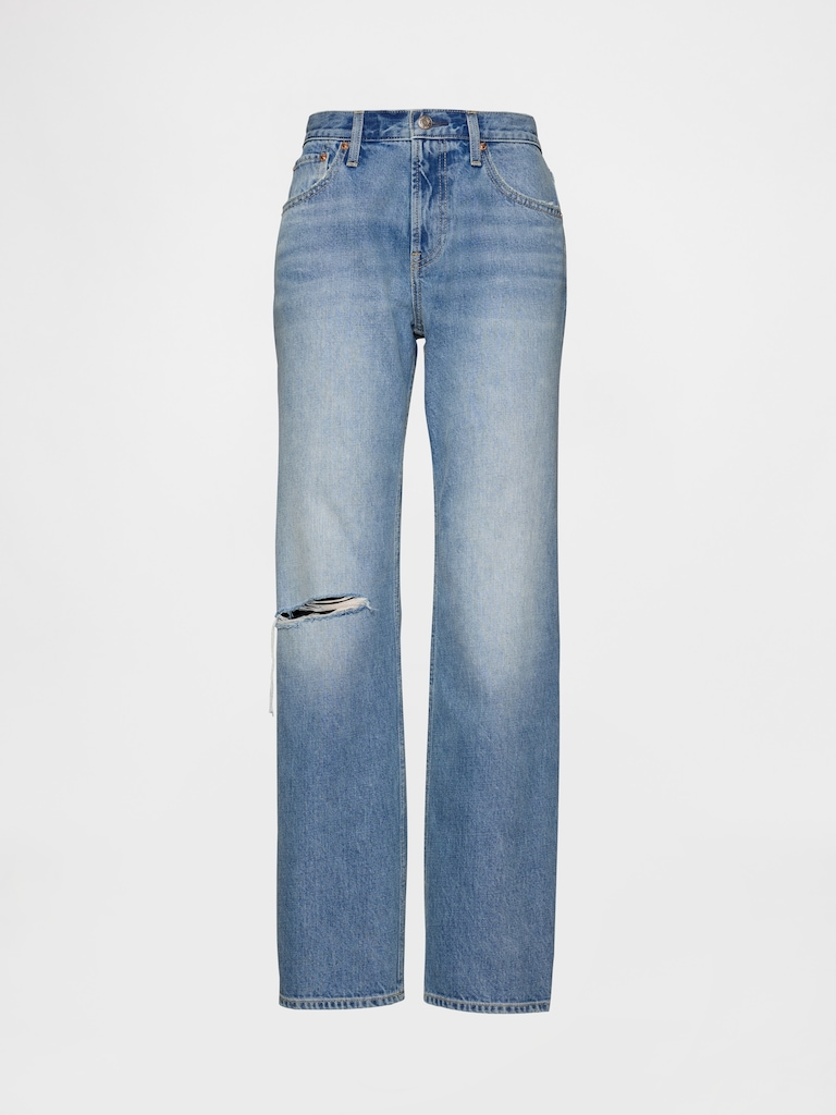 Mid Rise Rigid Relaxed Straight Jeans