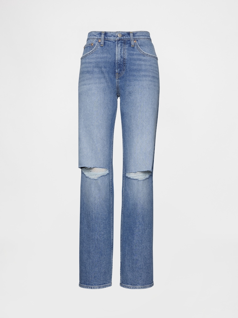 Mid Rise Relaxed Straight Jeans