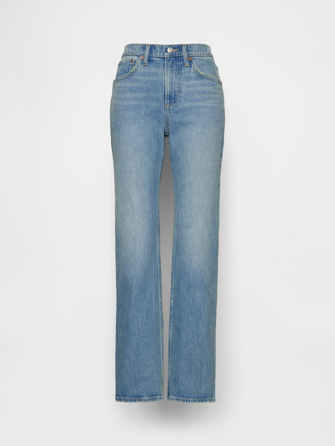 Mid Rise Straight Jeans