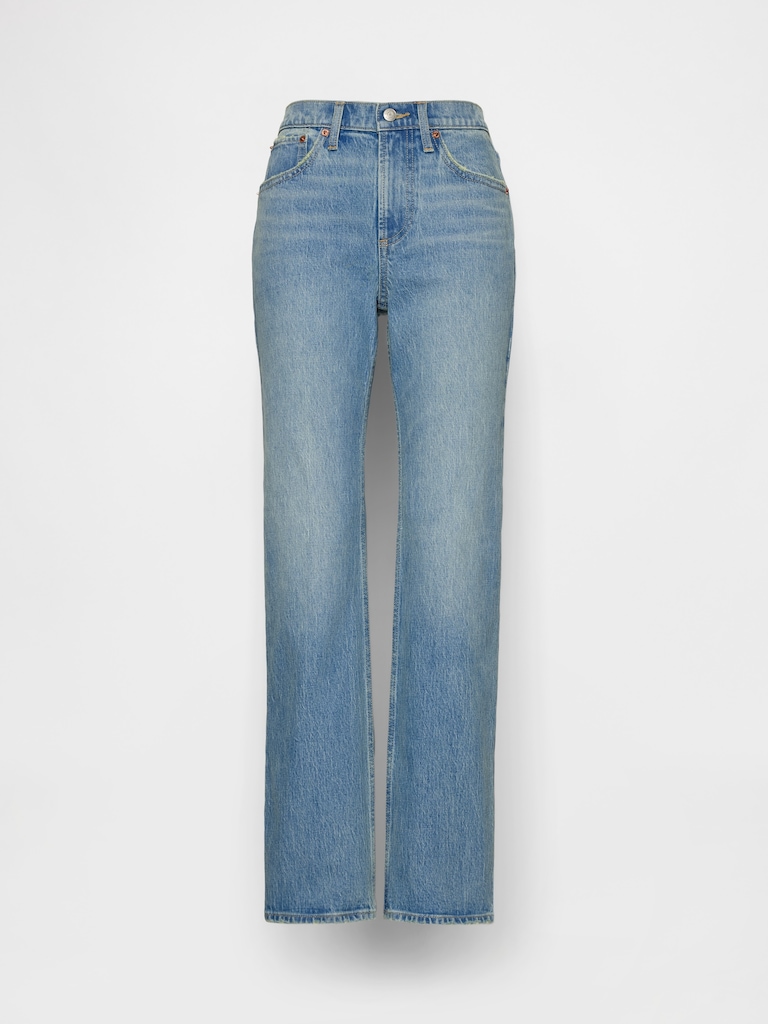 Mid Rise Relaxed Straight Jeans