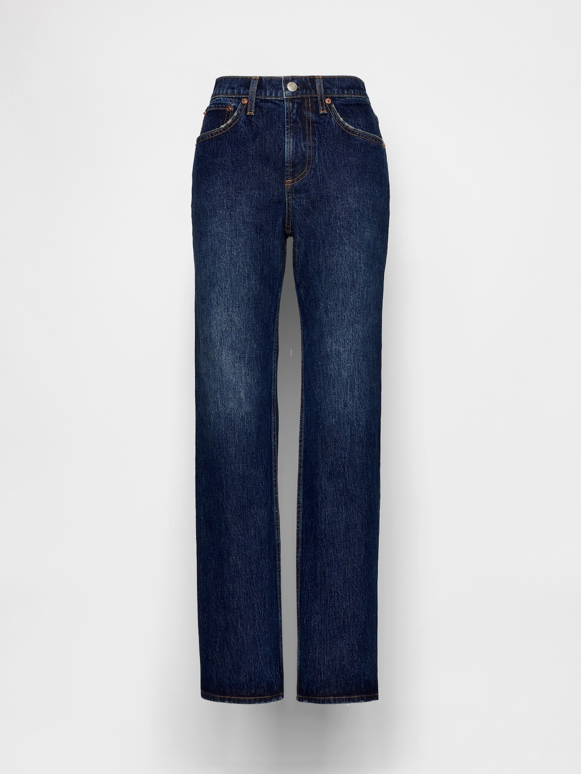 Mid Rise Straight Jeans
