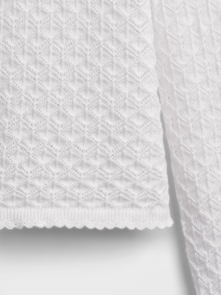 100% Cotton Pointelle Crop Sweater