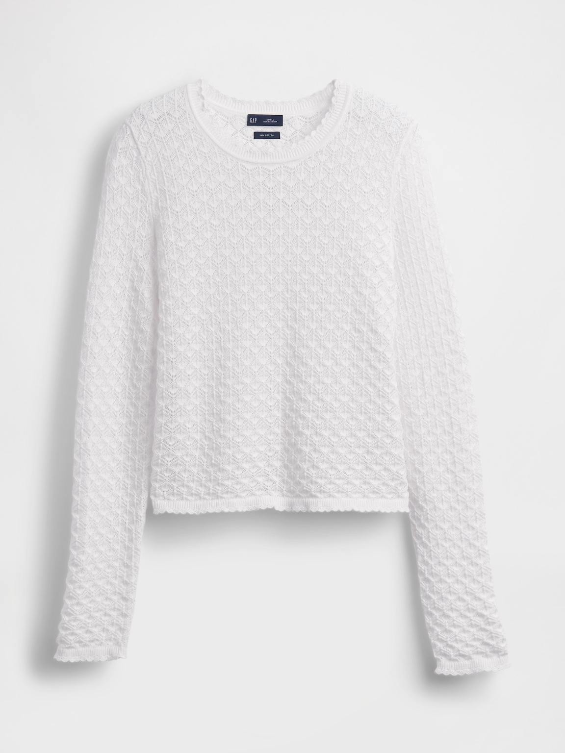 100% Cotton Pointelle Crop Sweater