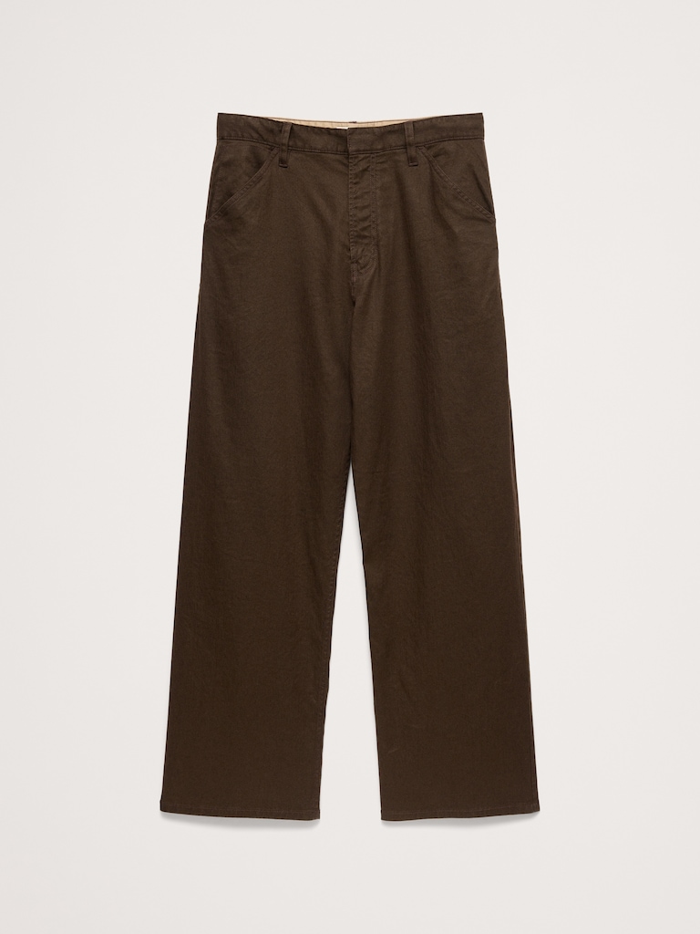 Loose Italian Linen-Cotton Pull-On Pant