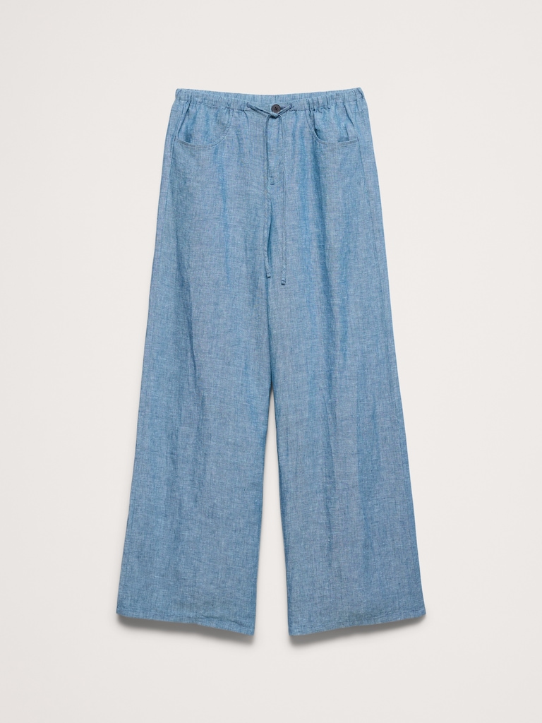 The Studio Wide-Leg Drawstring Pant in Linen